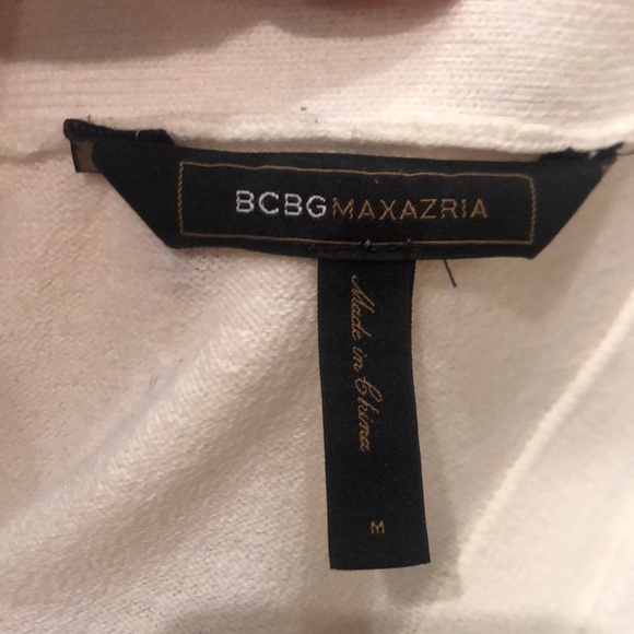 BCBG Maxazria short sleeve rouged button off white sweater - Picture 2 of 6